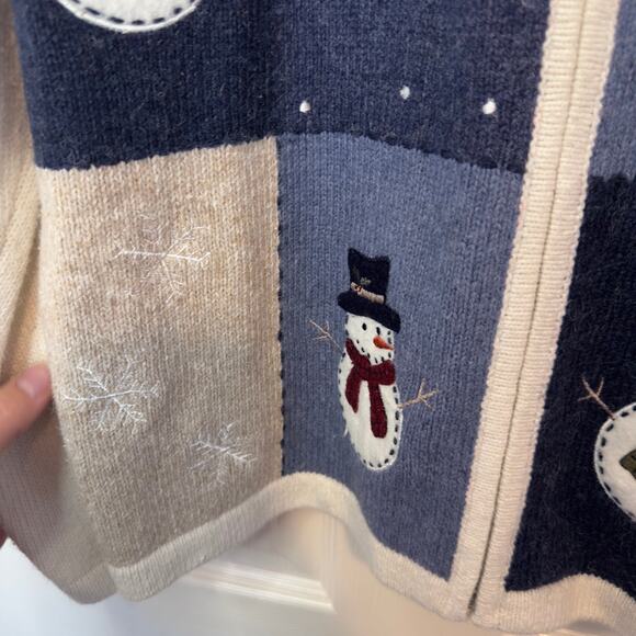 Vintage Croft & Barrow Full Zip Winter Sweater Size L Holiday Christmas Snowman - Picture 7 of 10